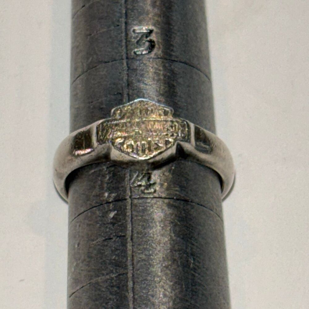 Sterling silver 925 Harley Davidson toe or womens pinky ring adjustable logo